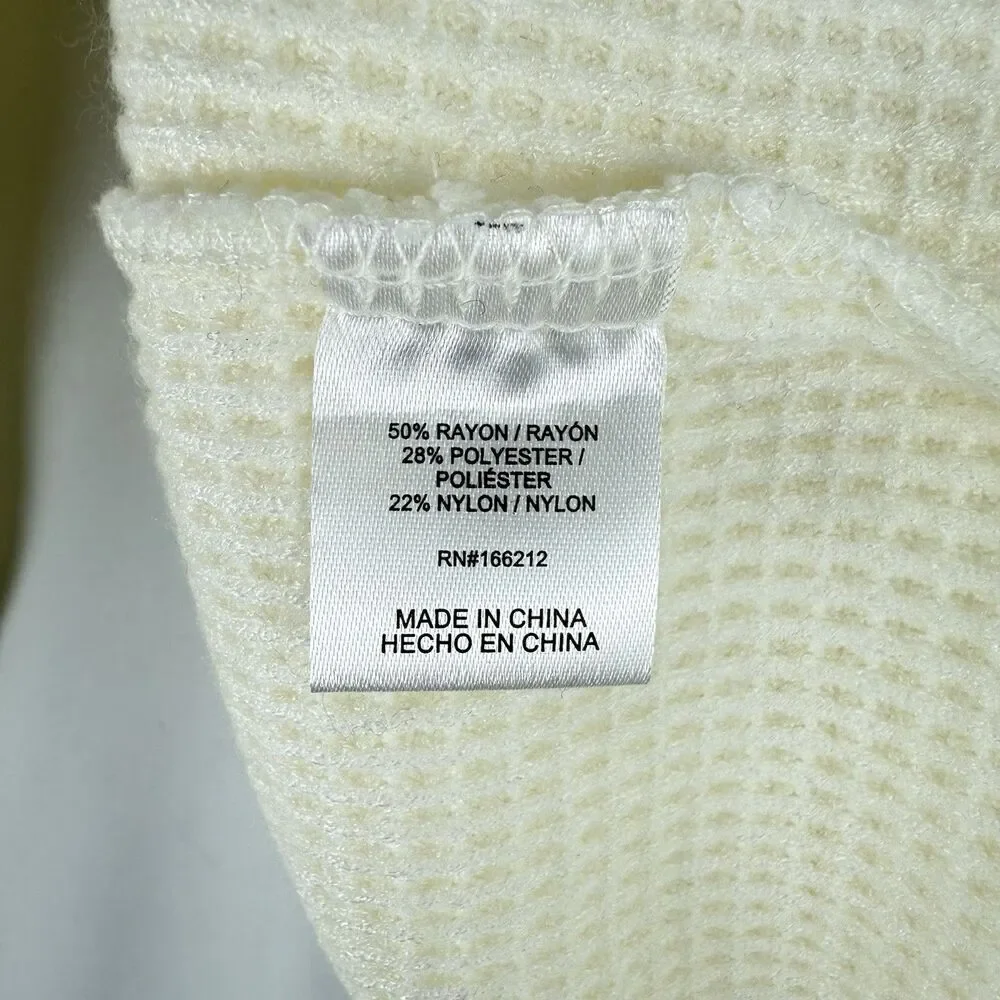 Ninety Clothing Co XL Ivory Knit Sweater Relaxed With Button Accents